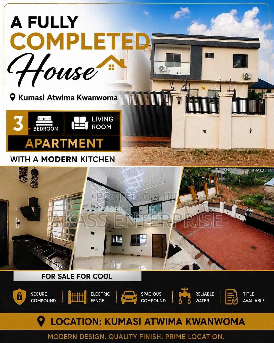 Furnished 3bdrm Mansion in Atwima Kwanwoma for sale - 3 bedroom House in Ashanti, Atwima Kwanwoma - Sale
